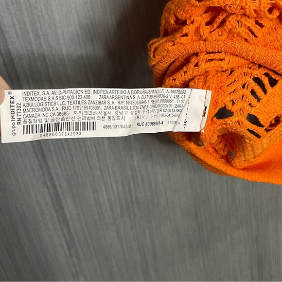 ZARA Orange Crochet Knit Top Sleeveless NWT M Boho Indie Coastal Grandma Resort - Picture 6 of 12